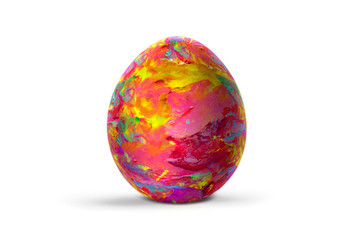 Easter egg isolated on white background. Abstract colorful pattern