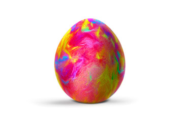 Easter egg isolated on white background. Abstract colorful pattern
