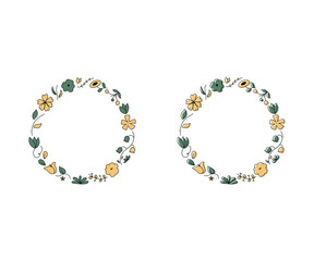 丸いお花のフレーム／装飾／素材／花びら／デザイン