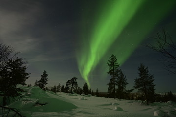 Polar lights, northern lights in Lapland Finland. 