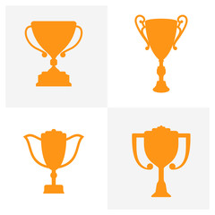 Set of Trophy icons on white background. Champions cup logo. Vector illustration.