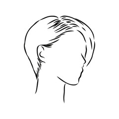 silhouette of a woman with short hair, hairstyle 