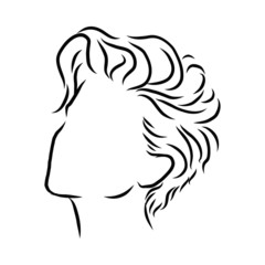 silhouette of a head woman , short hair, hairstyle 