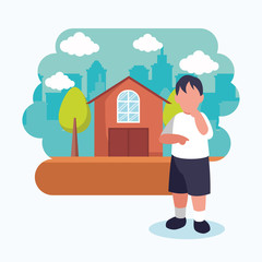 Obraz na płótnie Canvas Isolated avatar boy in front of a house vector design