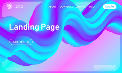 Landing page. Flow shape. Fluid background. Vector