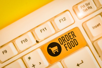 Conceptual hand writing showing Order Food. Concept meaning the process of requesting a preferred...