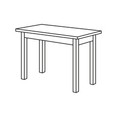 Linear drawing of the table. Simple vector illustration