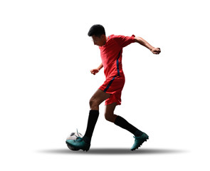 one soccer player man isolated on white background
