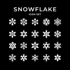 Set glyph icons of snowflake