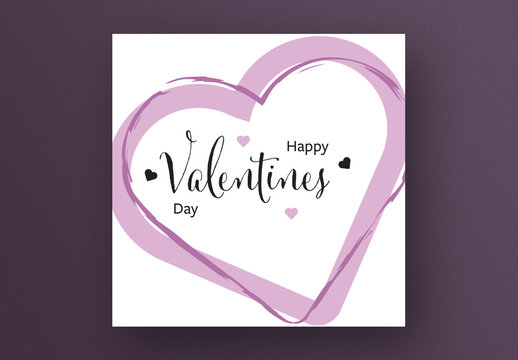Happy Valentine's Day Card Layout with Rose Color Hearts