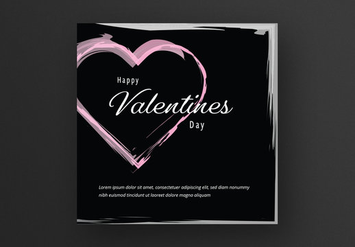 Card Layout with Pink Heart on Black Background