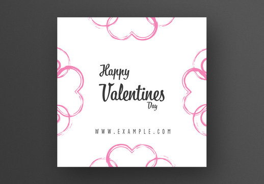 Minimal Valentine's Card Layout with Pink Hearts