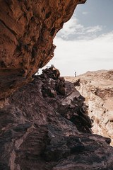 Jordan, desert landscape, ruins of petra, horse and desert, sand, stone, sun, perspective, landscape