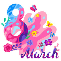 Obraz premium Greeting card for International Womens Day celebration.