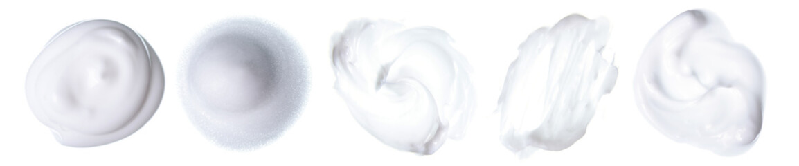 set foam mousse cream beauty on white background isolation, top view