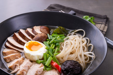 Ramen. Soup with chicken and egg