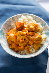 Turkey, pumpkin curry with rice 