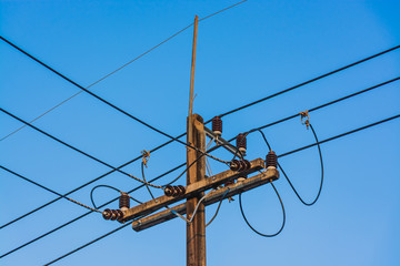 Close-up electric pole