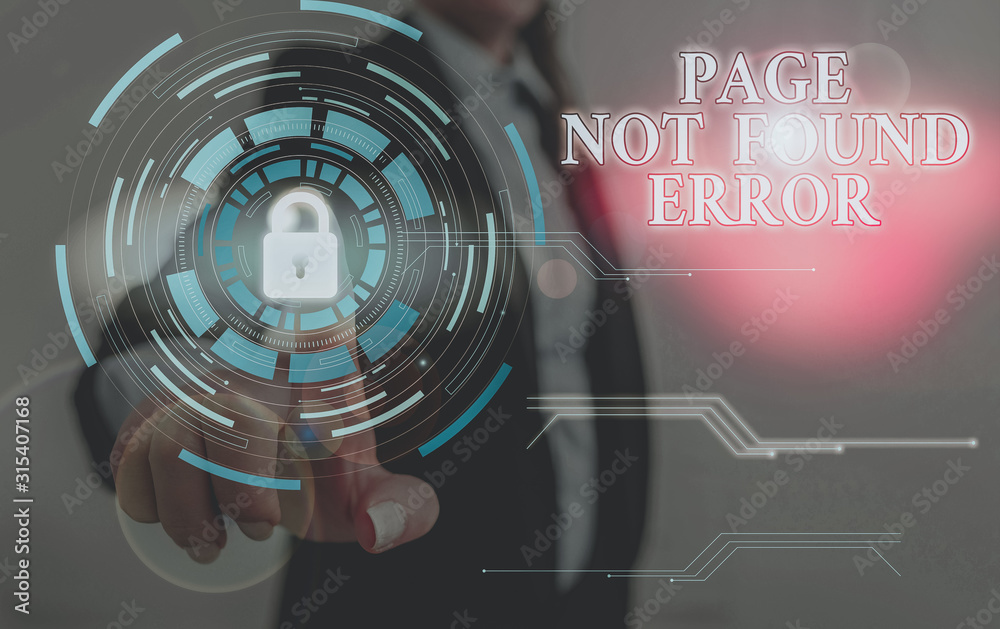 Poster word writing text page not found error. business photo showcasing message appears when search for we