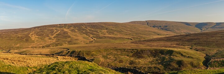 Fototapeta premium View over the Yorkshire Dales landscape from the B6270 road between Nateby and Birkdale, North Yorkshire, England, UK