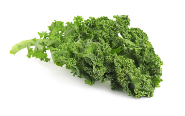 Obraz premium Fresh green kale leaf isolated on white
