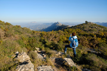 Fototapeta premium hiking in the mountains, Cavall Verd, Alicante Province, Spain