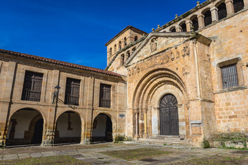 Fototapeta na wymiar Frontage and portal of Santa Juliana Church and monastery in Santillana del Mar town, Spain