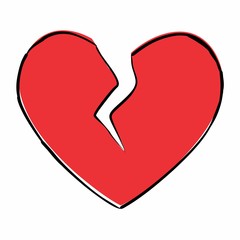 A Broken heart freehand icon isolated on white background