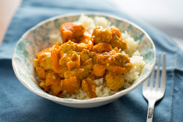 Turkey, pumpkin curry with rice 