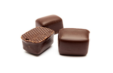 Chocolates isolated on a white background.