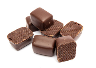 Chocolates isolated on a white background.