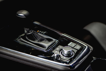 Automatic transmission gear of sport car, interior design for modern car.	