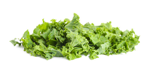 Fresh green kale leaves isolated on white