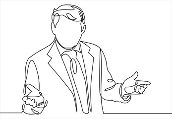 businessman in conference hall or seminar room- continuous line drawing
