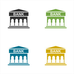 Fototapeta premium Bank building illustration, business finance icon - money savings