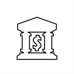 Bank building illustration, business finance icon - money savings