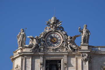 Fototapeta na wymiar clock of the Church of San Pietro in the Vatican City