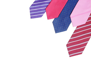Colorful neckties on white background