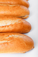 French baguette, bread. Isolated on white background