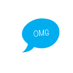 Omg chat bubble flat vector icon isolated on a white background.