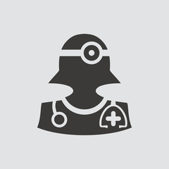 Doctor icon isolated sign symbol and flat style for app, web and digital design. Vector illustration.
