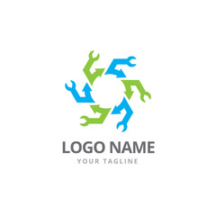 Sync Repairs Circle Logo Design