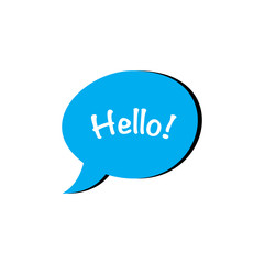 Hello chat bubble flat vector icon isolated on a white background.