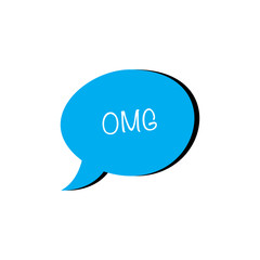 Omg chat bubble flat vector icon isolated on a white background.