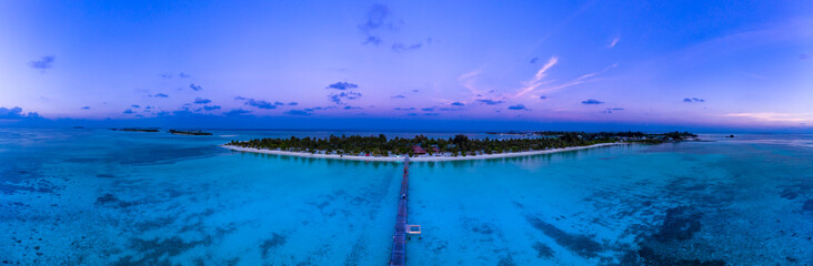Maldives, South Male Atoll, Maldives Bodufinolhu, lagoon with beach bungalows