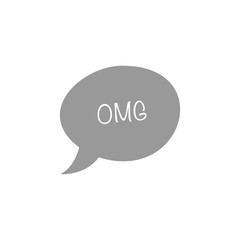 Omg chat bubble flat vector icon isolated on a white background.