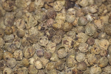 pile of dry green pepper seeds spice macro as background