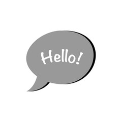 Hello chat bubble flat vector icon isolated on a white background.