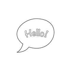Hello chat bubble flat vector icon isolated on a white background.Dialog,speech bubble.