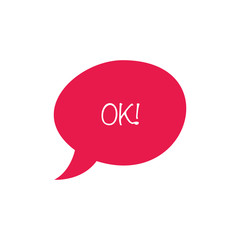 Ok chat bubble flat vector icon isolated on a white background.